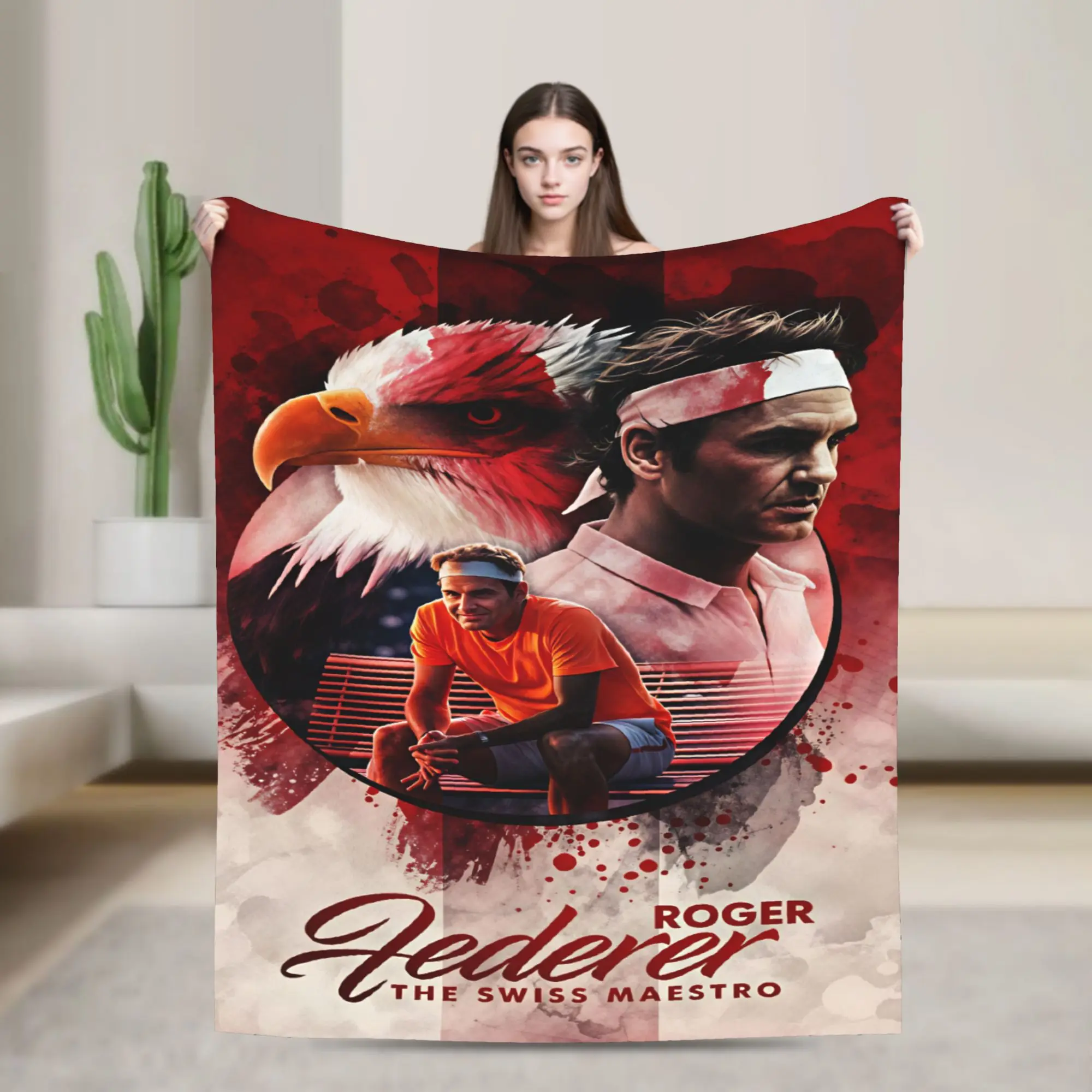 RF Roger Federer Blanket Quality Soft  Throw Blanket Autumn Travel Office Living Room Funny Bedspread