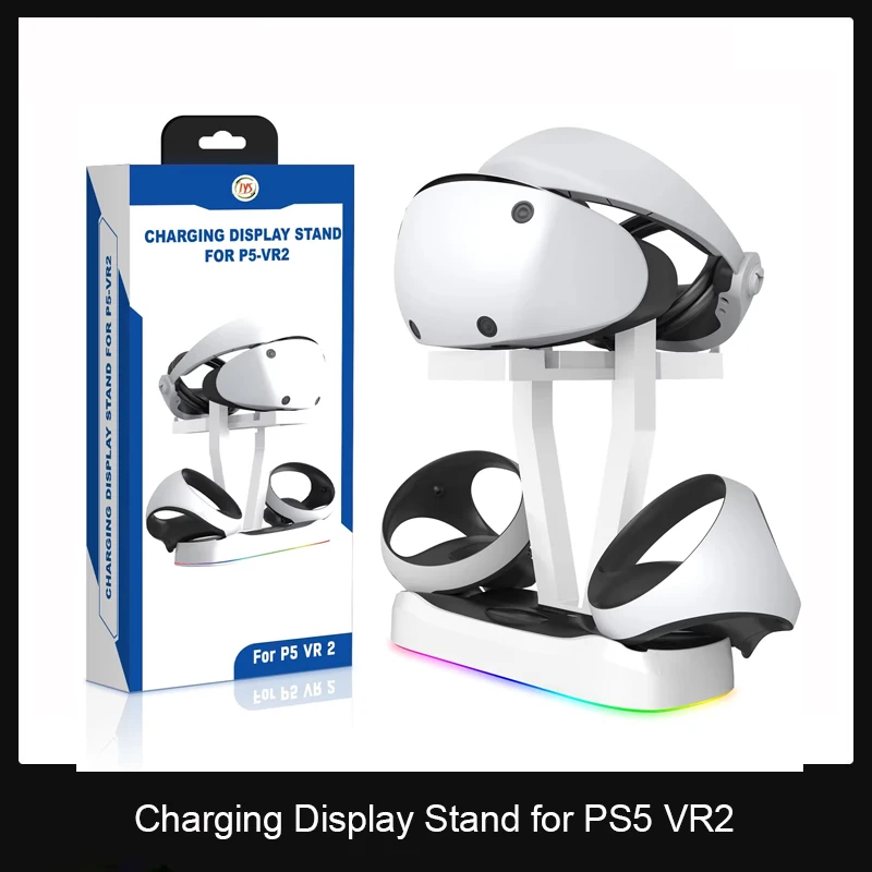 Dual Controller แท่นชาร์จแม่เหล็กพร้อมไฟ RGB สําหรับ PS5 VR2 แว่นตาคอนโซลจัดเก็บขาตั้ง VR Handle ฐานชาร์จ