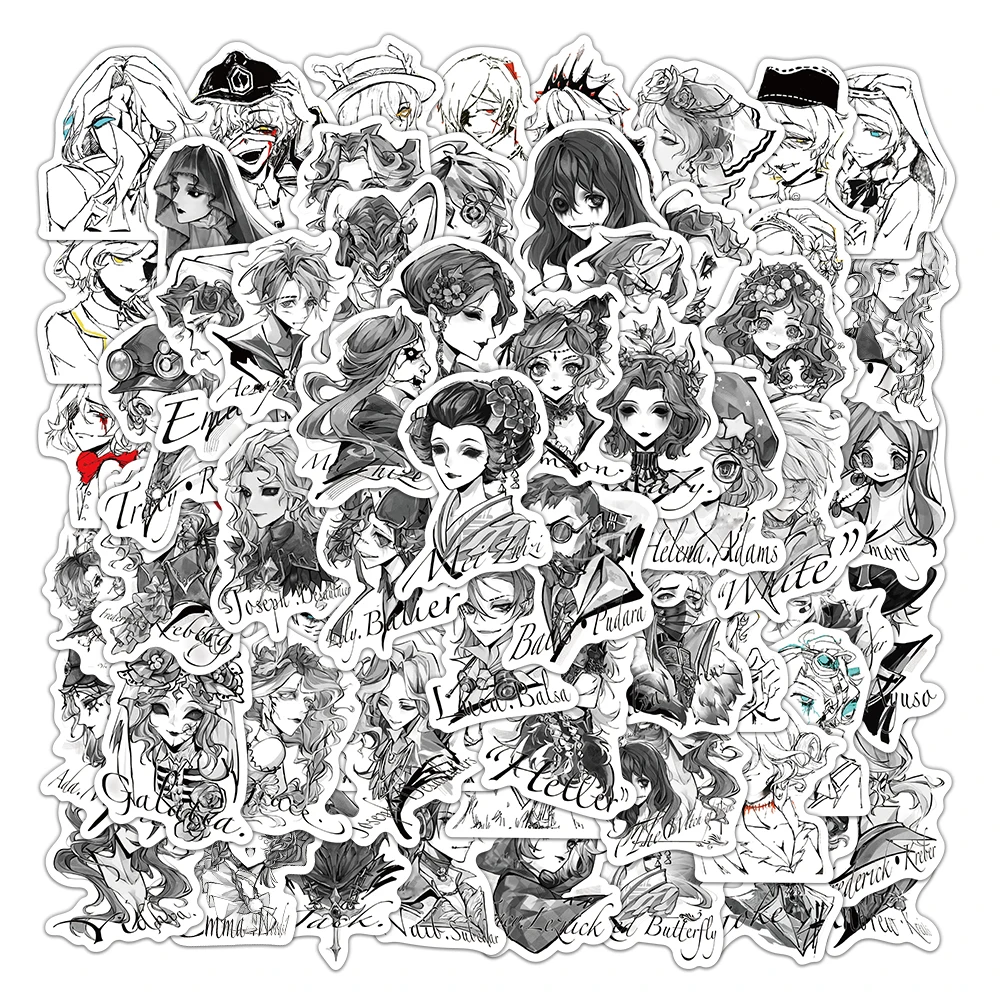 62 قطعة من ملصقات الشخصية الخامسة باللونين الأبيض والأسود، كتيبات رائعة، مادة الهاتف، حقائب الكمبيوتر المحمول، أكواب مياه مقاومة للماء #3