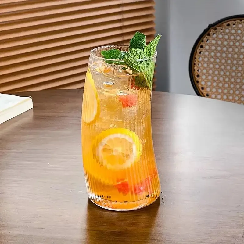 

TOPLIVING 500ml Large Capacity Juice Beverage Cups Fashion Crescent Moon Shaped Glass Cup Cafe Coffee Latte Tea Cold Drink Mugs