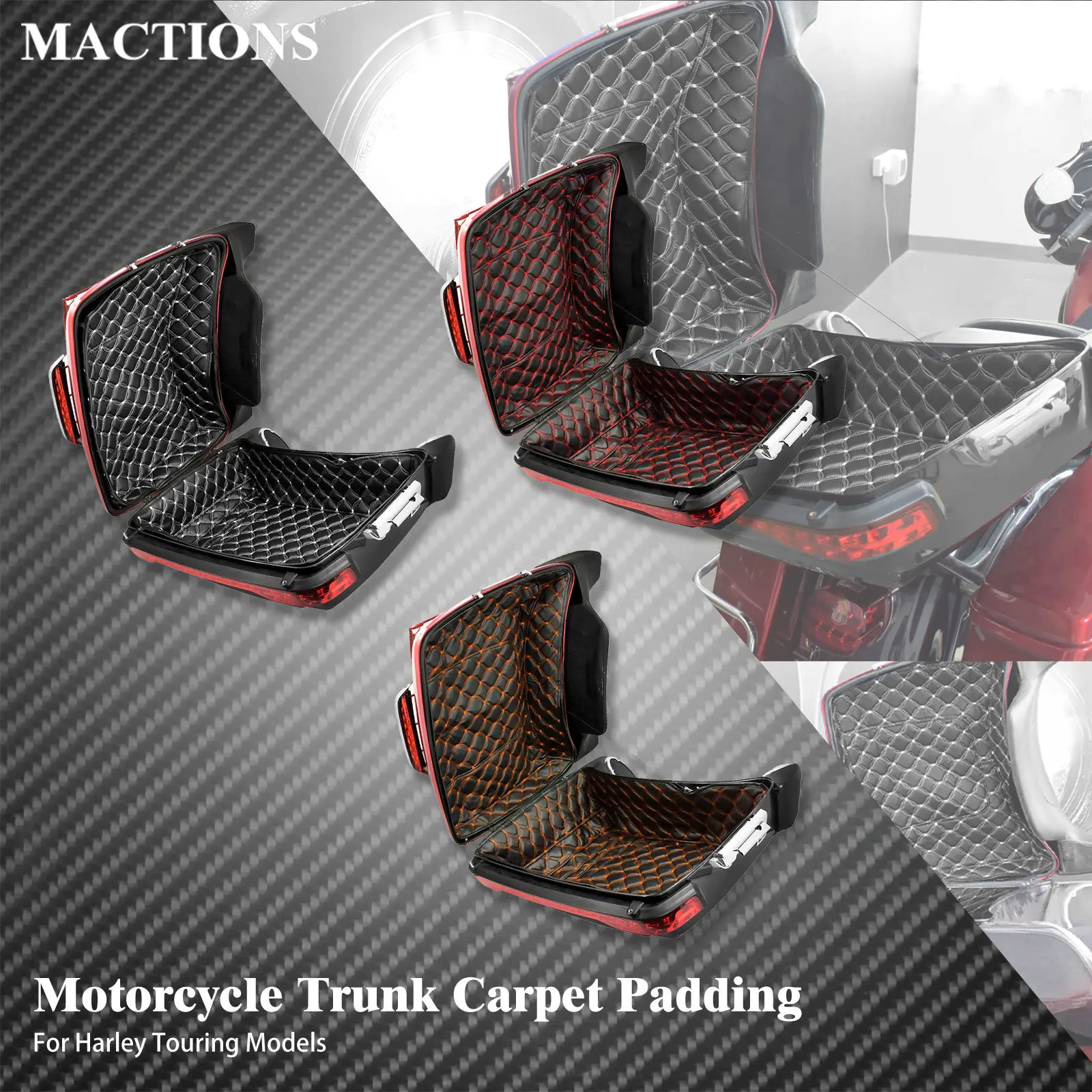 

Motorcycle Inner Bag Liner Trunk Carpet Padding Tour Pak Luggage Leather Bag Pad For Harley Touring Road Street Glide FLHR 14-23