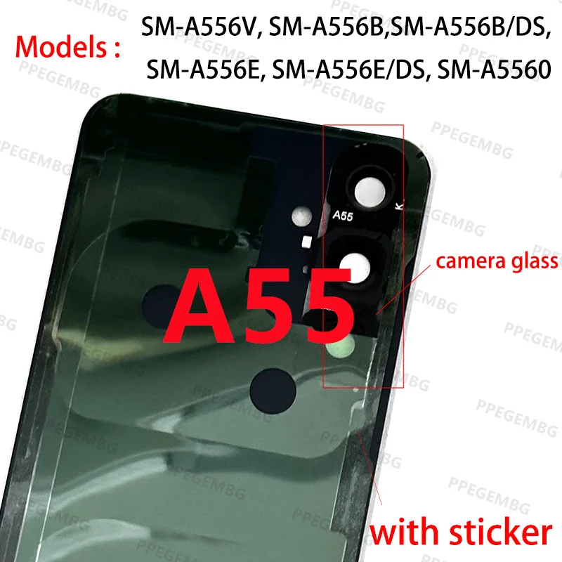 A55 5G A556 Glass For Samsung Galaxy SM-A55 Battery Back Cover Rear Door Lid Panel Shell Housing Case Camera Lens chaiss Sticker