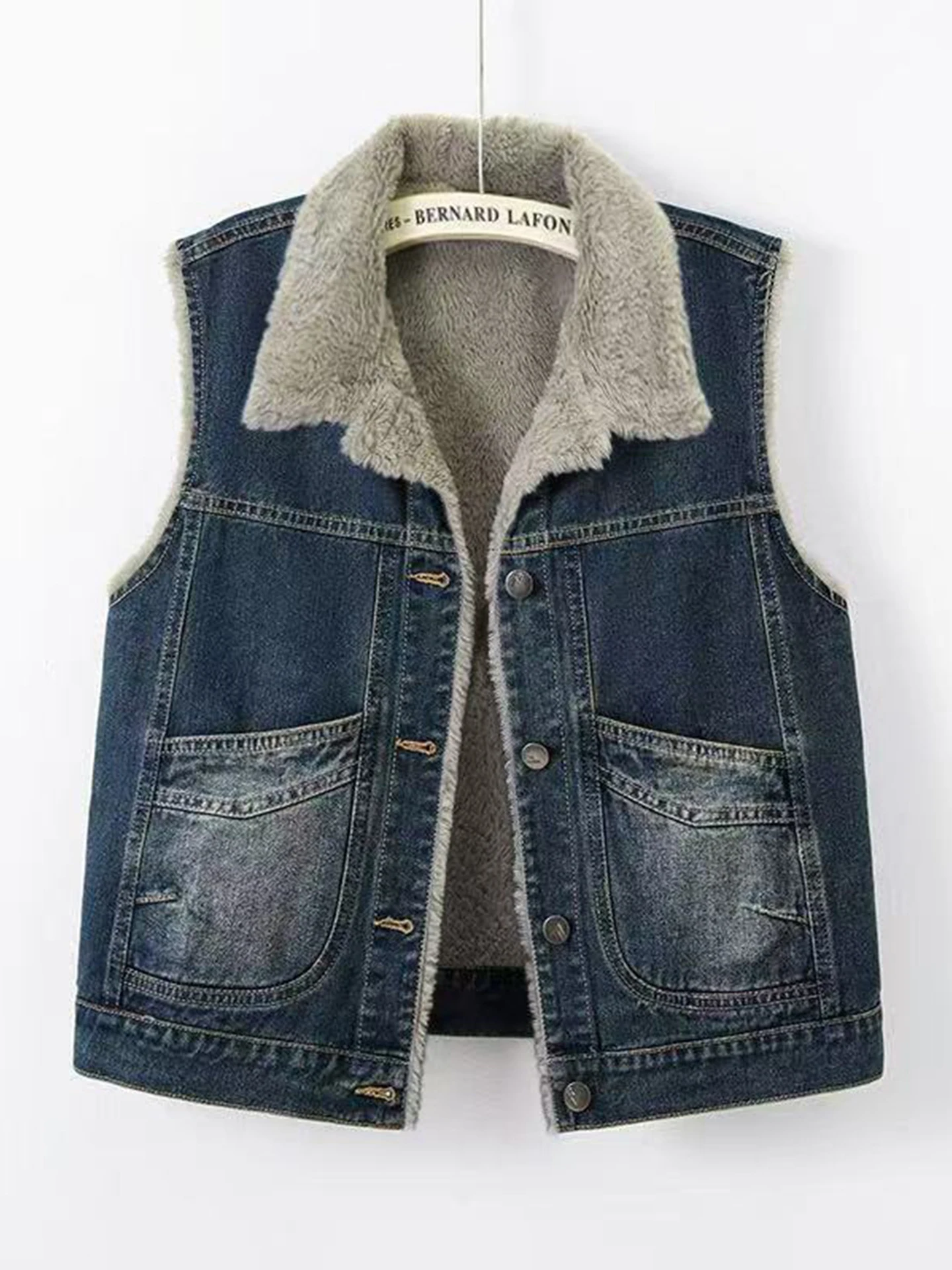 

Женский джинсовый жилет с вышивкой, куртка без рукавов на плюшевой подкладке 2025 года, элегантный винтажный роскошный жилет