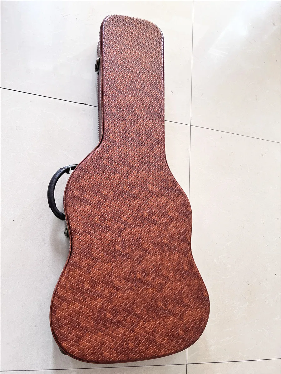 Factory Direct Brown Leather 360 Electric Guitar Case hard case red interior Free shipping