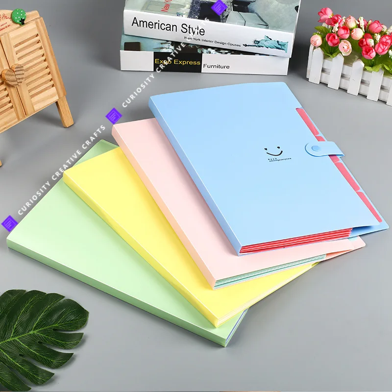 A4 File Folder Document Organizer Large Capacity 5 Layers Macaron Color Student School Office Supplies Stationery Girl Boy Gift