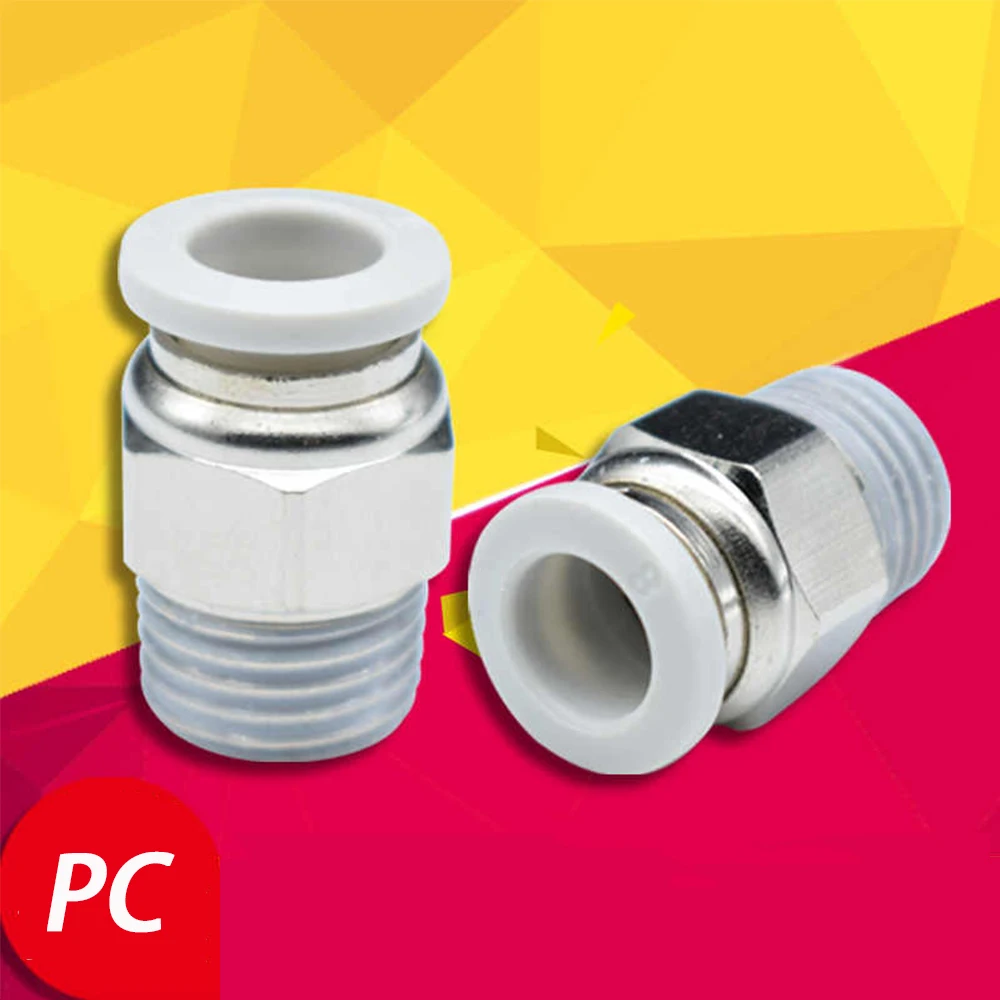Connecteur pneumatique rapide blanc, tuyau d'air en PU 4 6 8 10 12mm, filetage externe en laiton PT1/4 "1/2" 1/8 "3/8" M5, 1/3/5/10 pièces