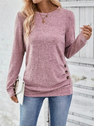 

2025 Autumn Winter Spring New Fashion Casual Elegant Round Neck Long Sleeved Knitted Coarse Needle Casual Sweater Pullover Tops