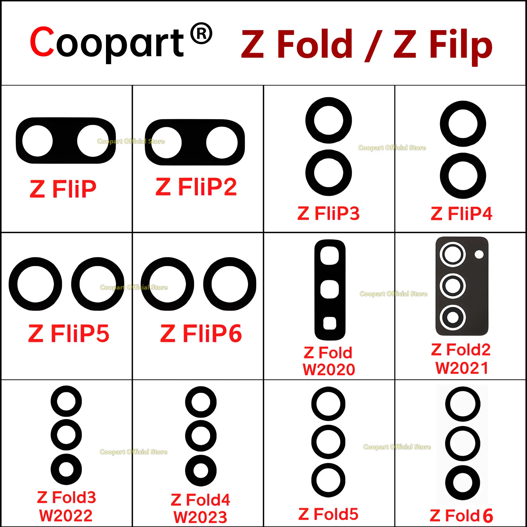 Rear Back Camera Glass Lens For Samsung Galaxy Z Flip Fold 2 3 4 5 6 5G with Adhesive Sticker