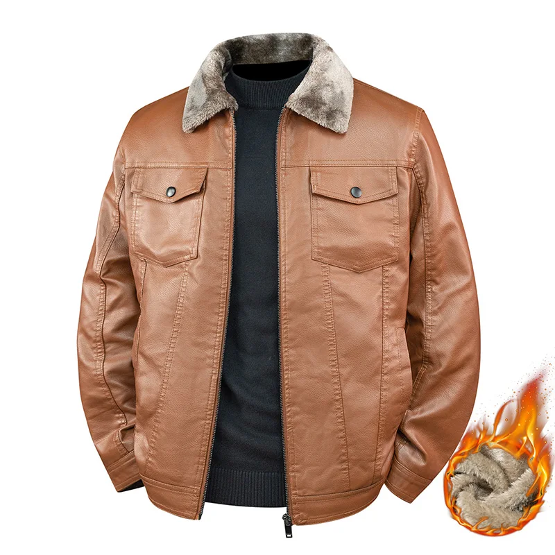 

Men's Shearling Leather Coat 2025 Autumn Winter New Arrival Business Casual Trendy Versatile Thick Fleece Lined Warm Outwear