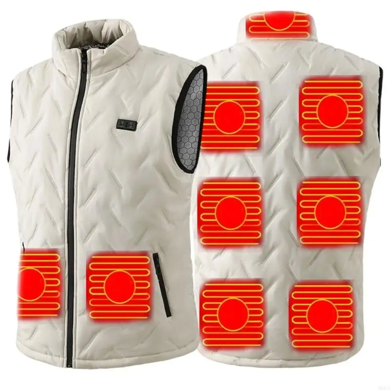 M6CD 9 구역 가열 조끼(USB 전원 제어 포함) 방풍 스탠드 칼라 야외 스포츠용 겨울 열 민소매 코트