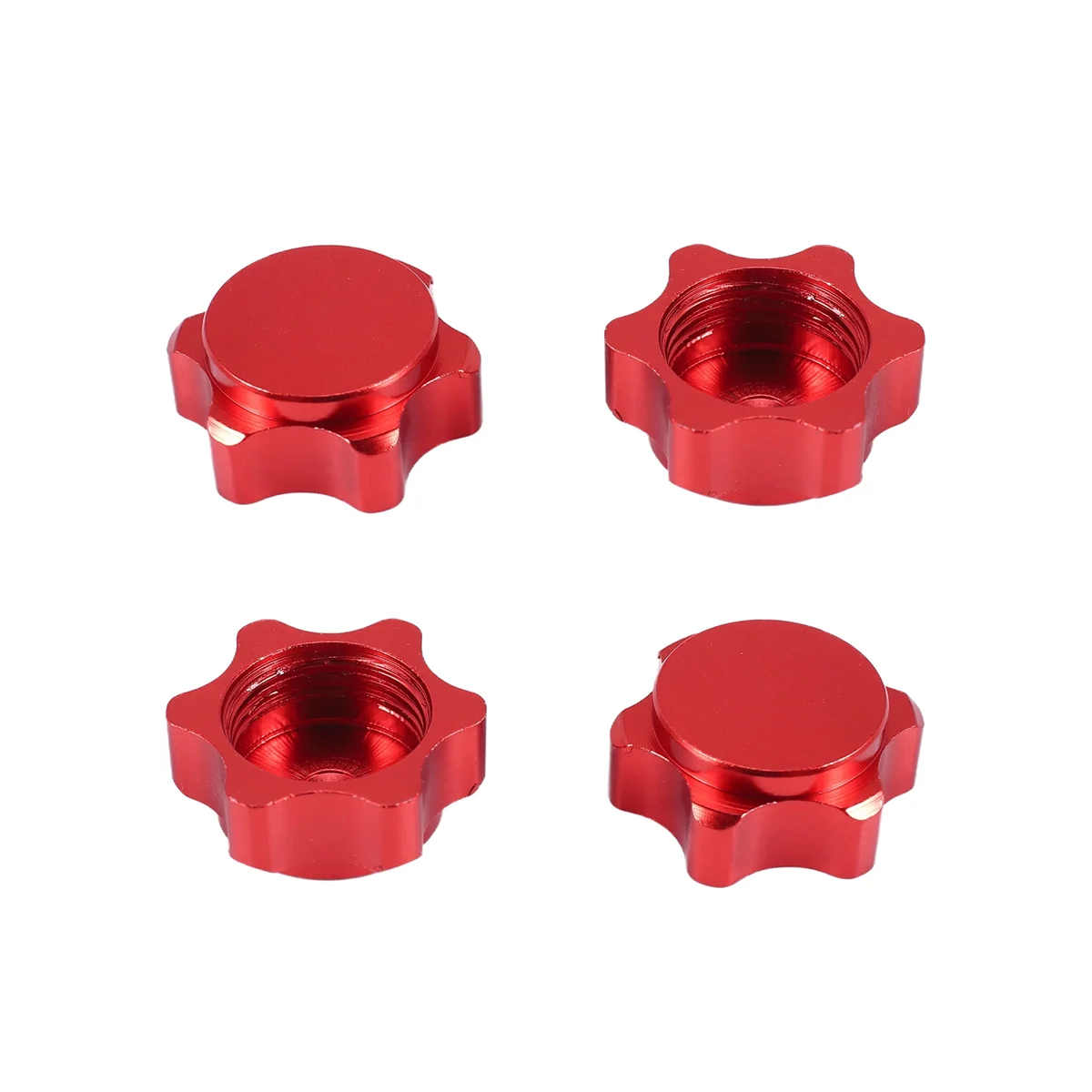 

Y02A4Pcs Алюминиевая крышка ступицы колеса, противопыльная крышка, шестигранная гайка 17 мм для радиоуправляемого автомобиля 1/8, красный