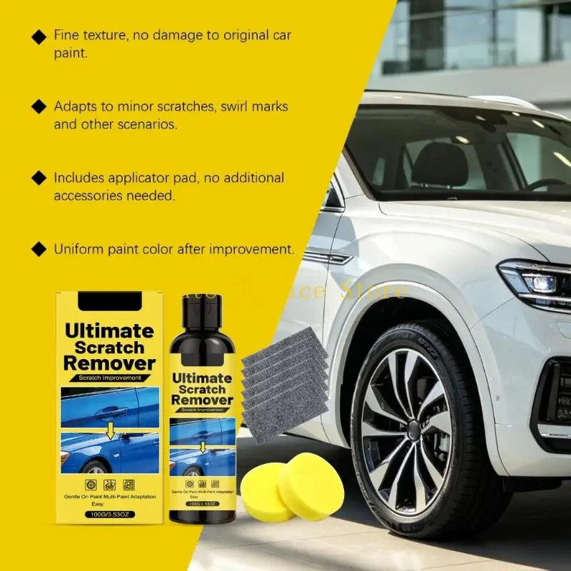 462A Professional 100G Car Scratch Remover Paste for Light Scratches and Marks Includes 2 Sponges 6 Cloths Easy DIY