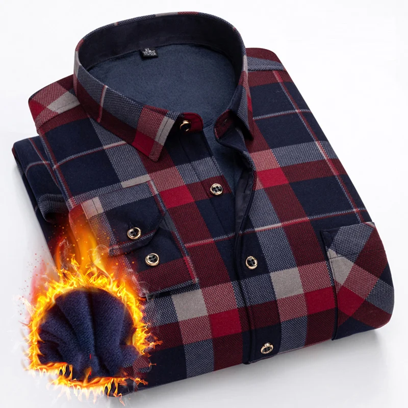 Mens Clothing Casual Shirt Male Winter Blouse Men's Streetwear Spring Autumn Streetdress Popular Thick Hombre Fashion Shirt