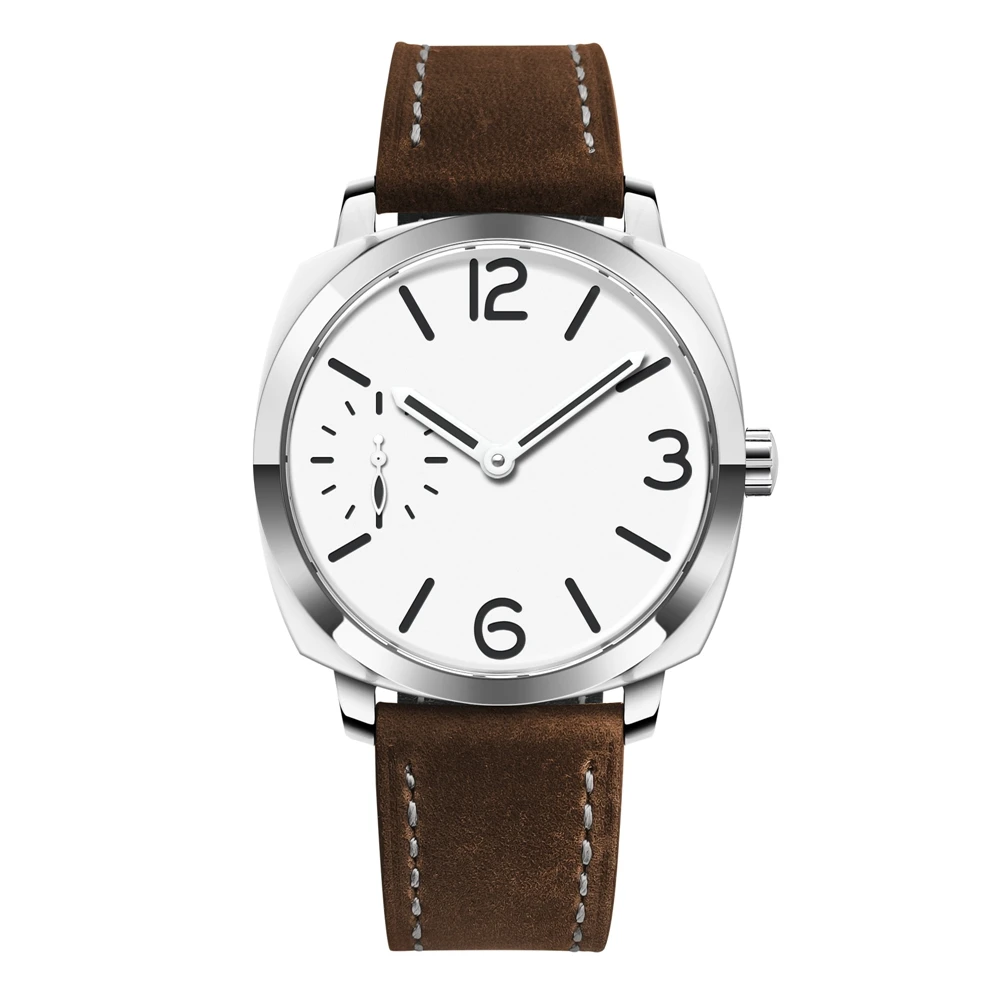 Стерильные часы Corgeut с логотипом, 42 мм, st3600, водонепроницаемые мужские механические часы с сапфировым стеклом, кожаные, с ручным заводом