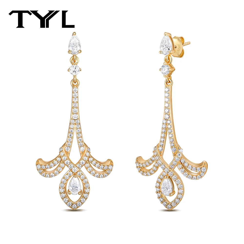

TYYL 45mm Moissanite Drop Earrings for Women 925 Silver Hypoallergenic Teardrop Dangle Earrings Wedding Party Luxury Jewelry