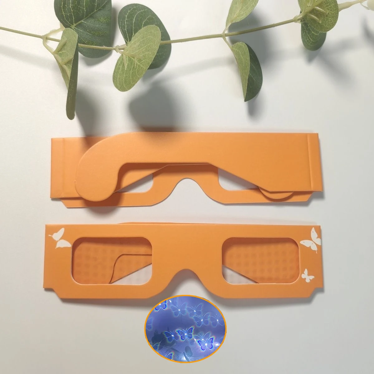 

20 шт. оранжевая бумажная рамка с эффектом бабочки, дифракционные очки, легкая праздничная вечеринка, пляж, карнавал, Рождество, Новый год, подарок