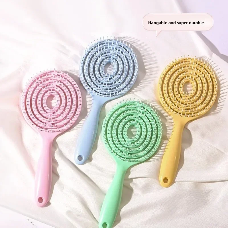 Candy Hollow Comb Lollipop Shape Hair Brush High Crown Volumizing Styling Comb Macaron Color Ladies Comb