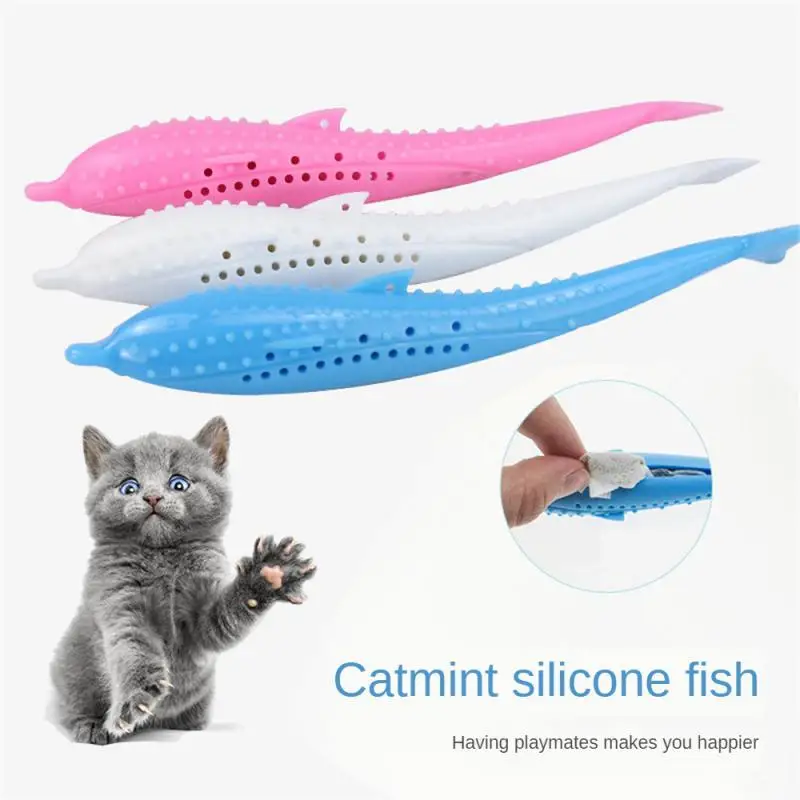 Pet Supplies Cat Toys Cat Toothbrush Fish Shape Design Simulation Technology Silicone Fish Mutian Polygonum Bite Resistant High