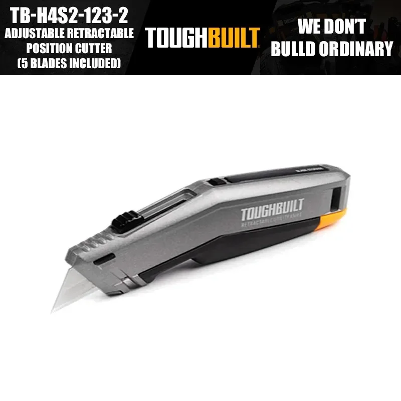 TOUGHBUILT TB-H4S2-123-2 Adjustable Retractable Position Cutter 5 Blades Included Hand Tools Accessories