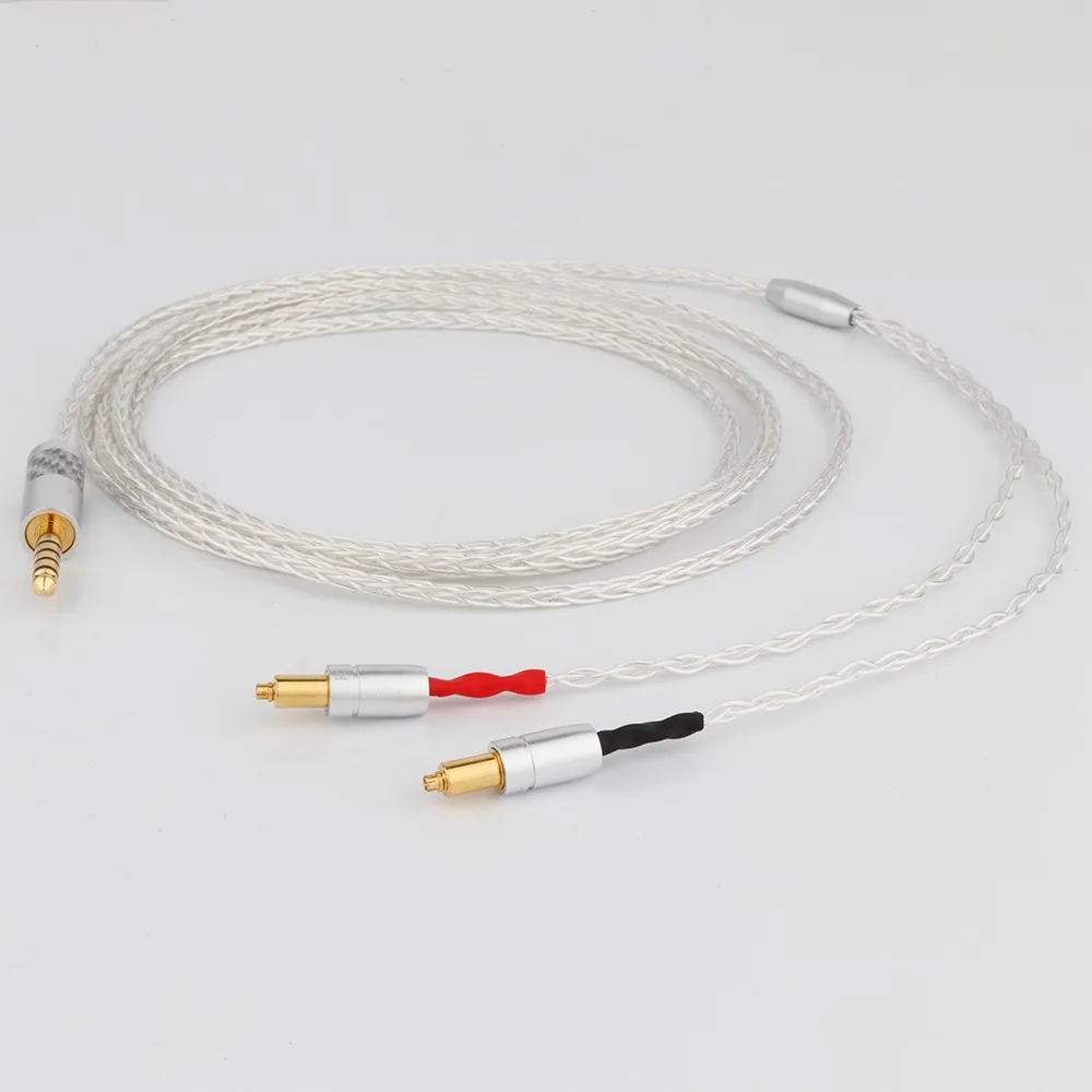 1PC 8 Core OCC Silver Gold Plated Braided Earphone Cable For Shure SRH1540 SRH1840 SRH1440 Headphone