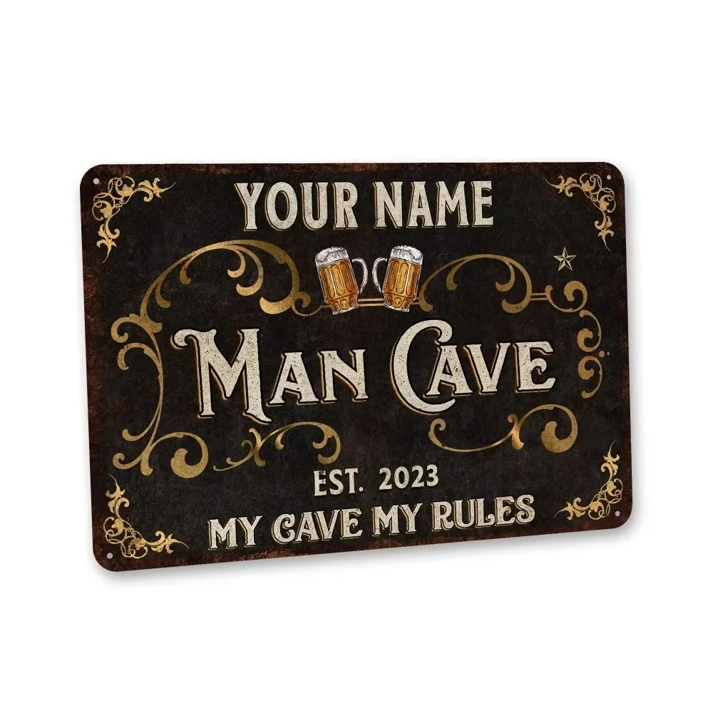 CIFbuy 2D Flat Custom Name Metal Plaque, Man Cave Beer Wall Decor, Only For Decoration