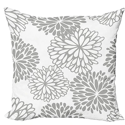 Retro Pillow Cover Grid Dahlia Pattern Printed Modern Gray and White Short Plush Cushion Cover 45x45 pillow case