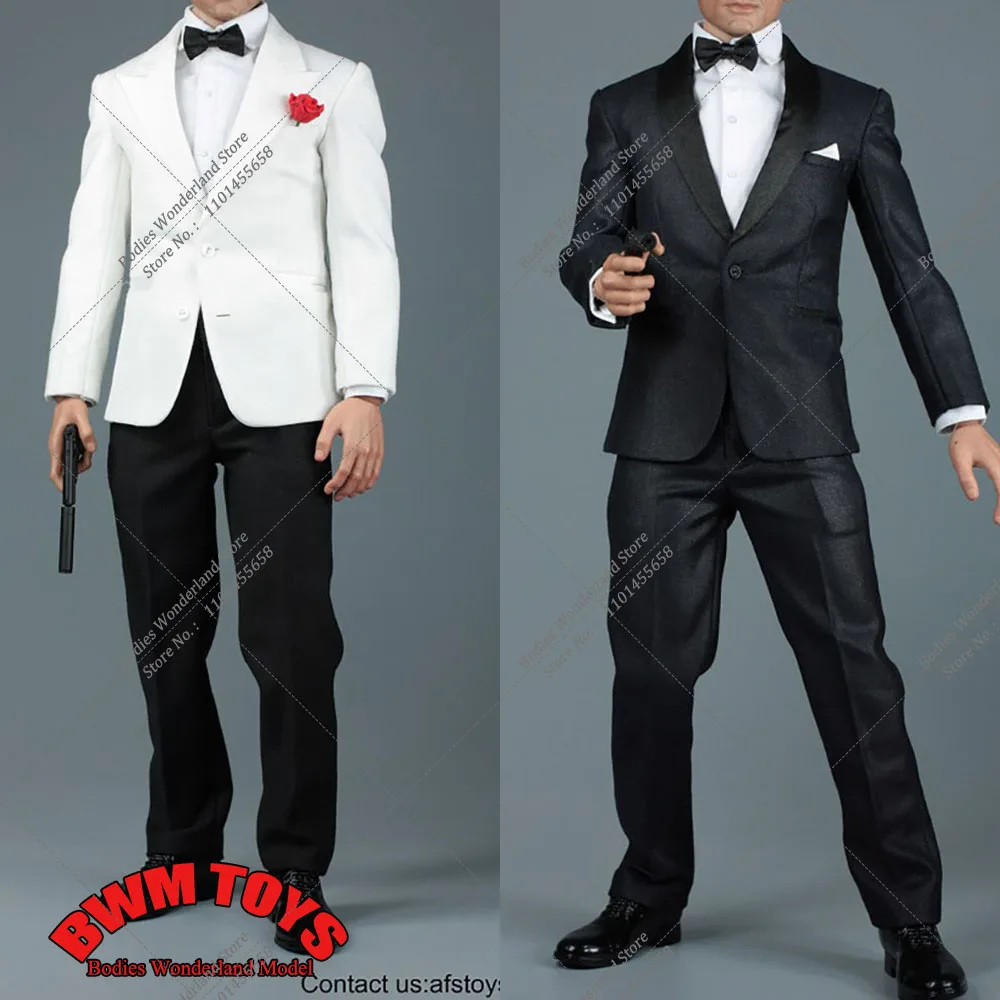 

Black White Color AFS A014 1/6 Scale Men Soldier Royal Secret Agent Clothes Suit Gentleman Set for 12'' Action Figure Body