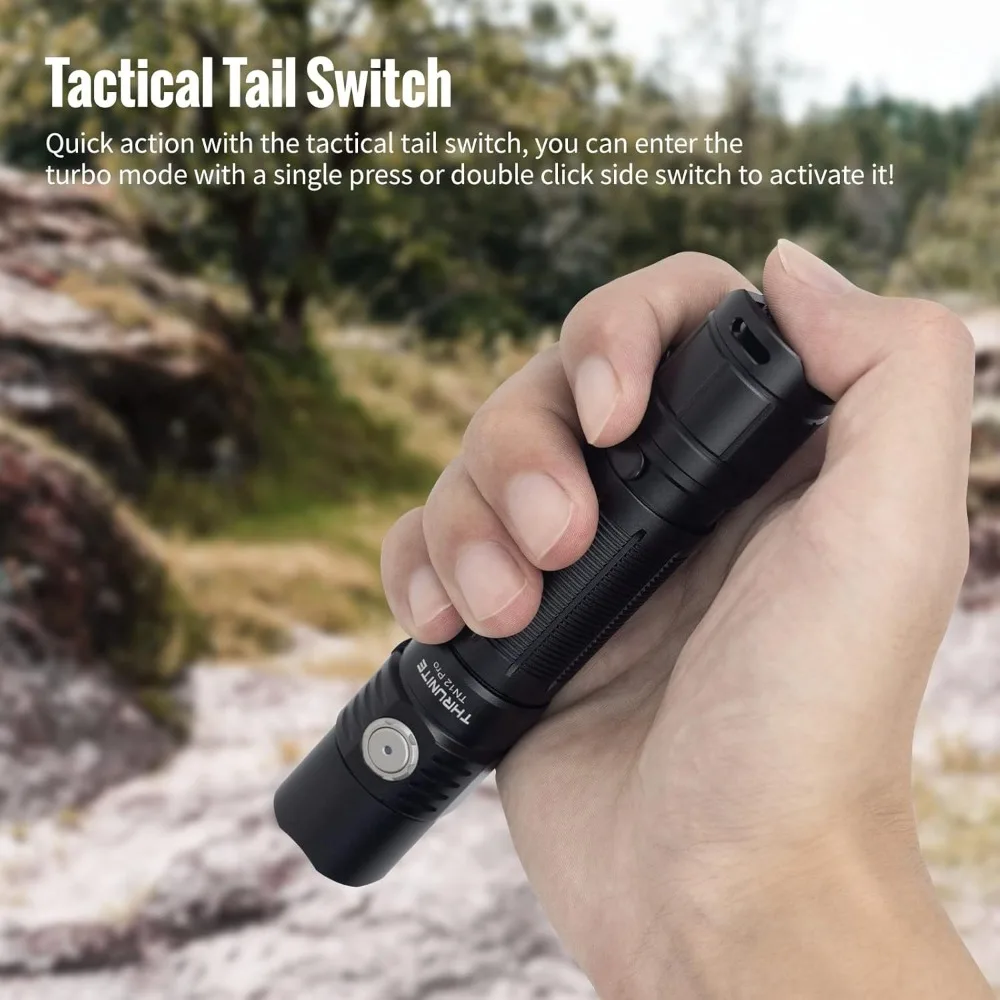 Piggyback LED Flashlight High Lumens Blue Color Long-Lasting Rechargeable Dual-Power Lantern