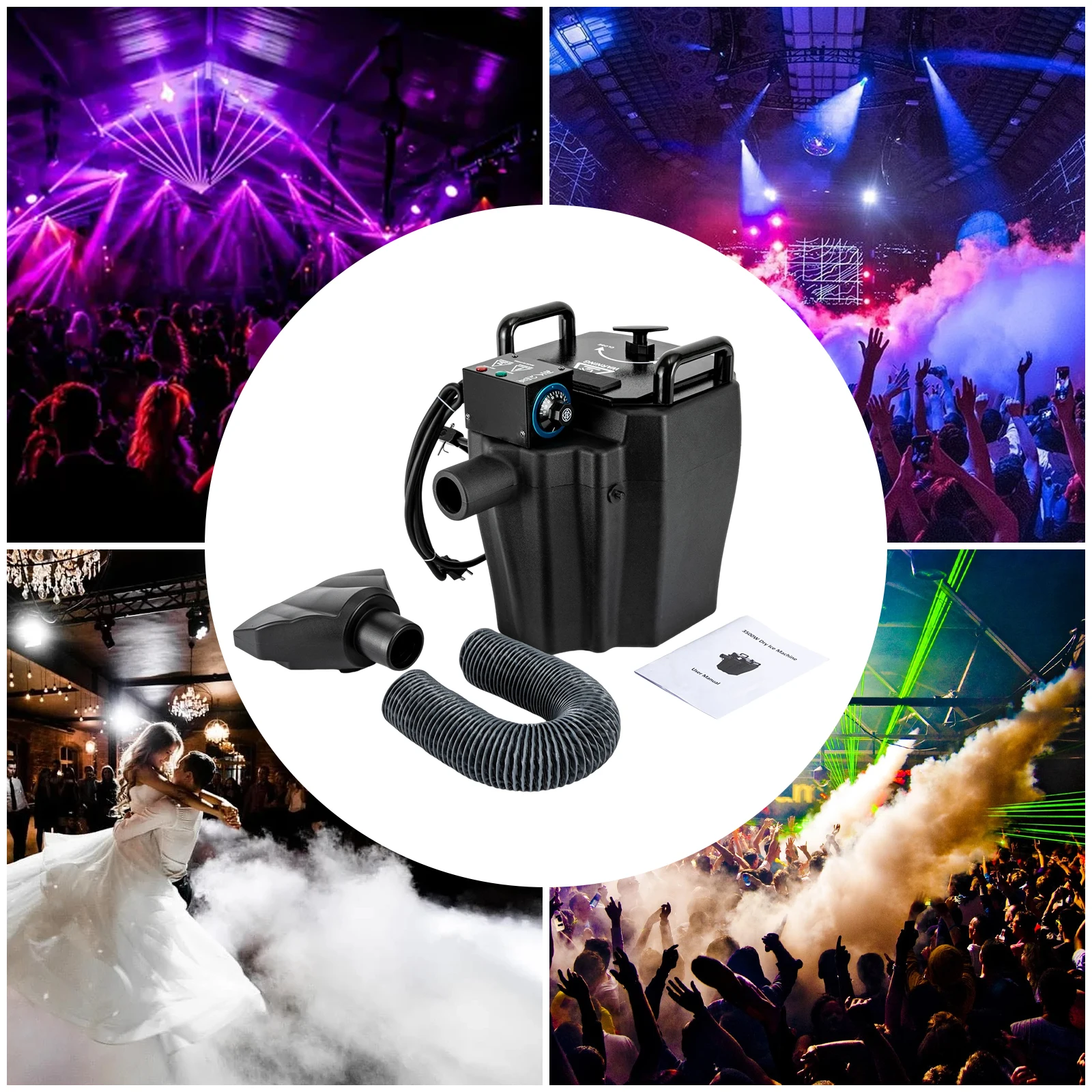 3500W Professional Dry Ice Machine - 110V US Plug, 11LBS Capacity, Adjustable Temp, for Stage/Party/Wedding Events