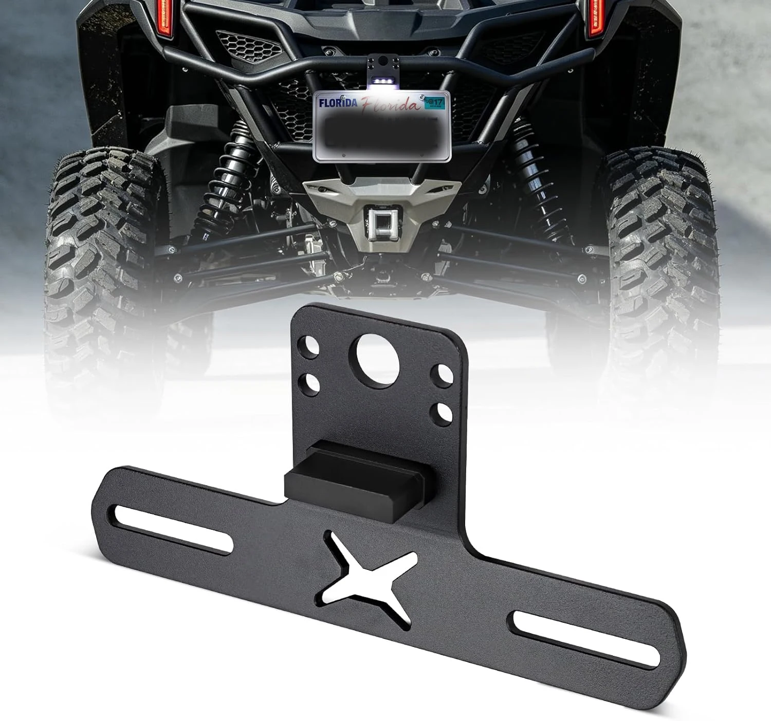

Aluminum Heavy Duty License Plate Holder + White LED Illumination Light For ATV UTV for Polaris Ranger, General, RZR For Honda