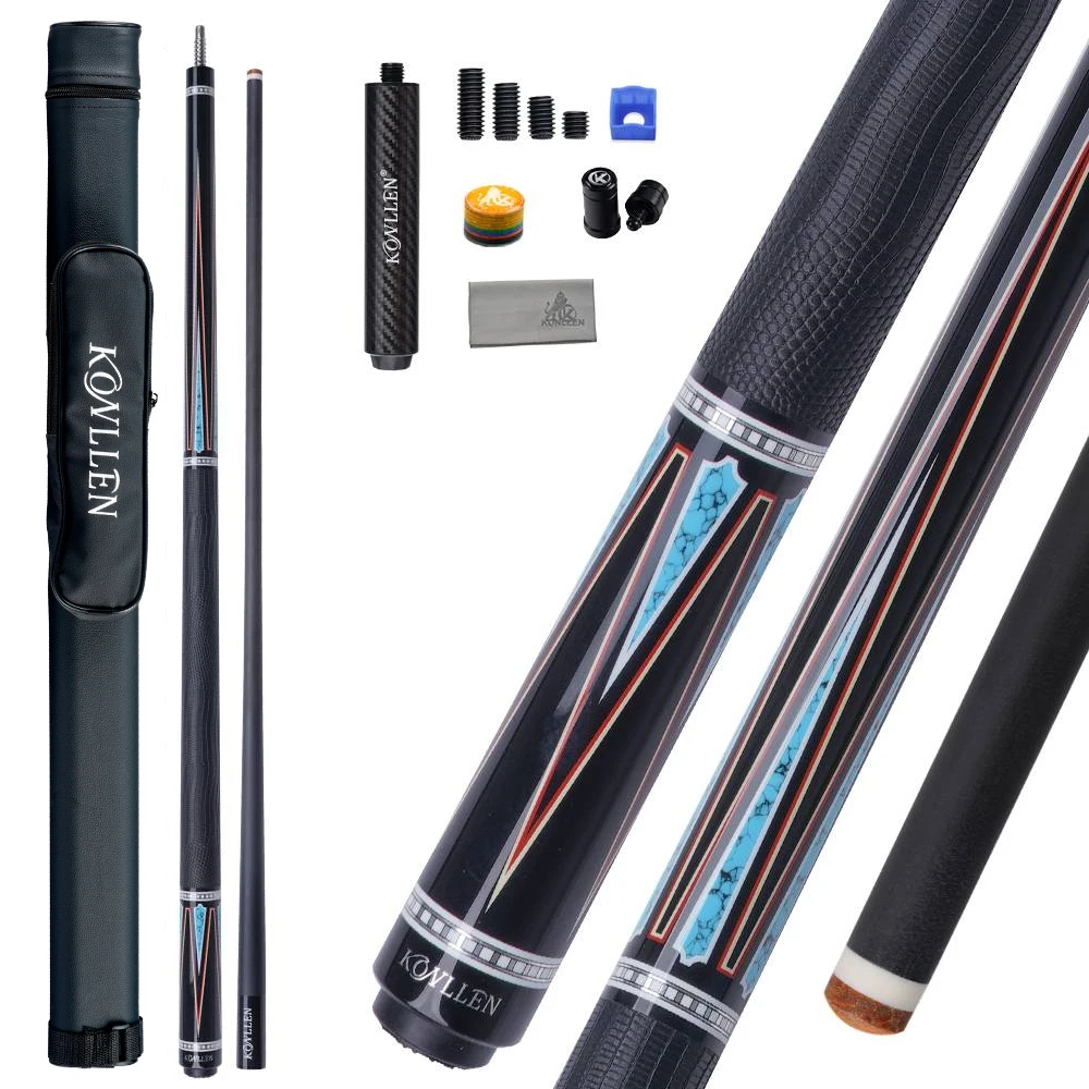 

KONLLEN Carbon Fiber Pool Cue 2.0 – 58" Low Deflection Performance Cue for Improved Accuracy Consistency, 12.5mm Tip, Pro Taper