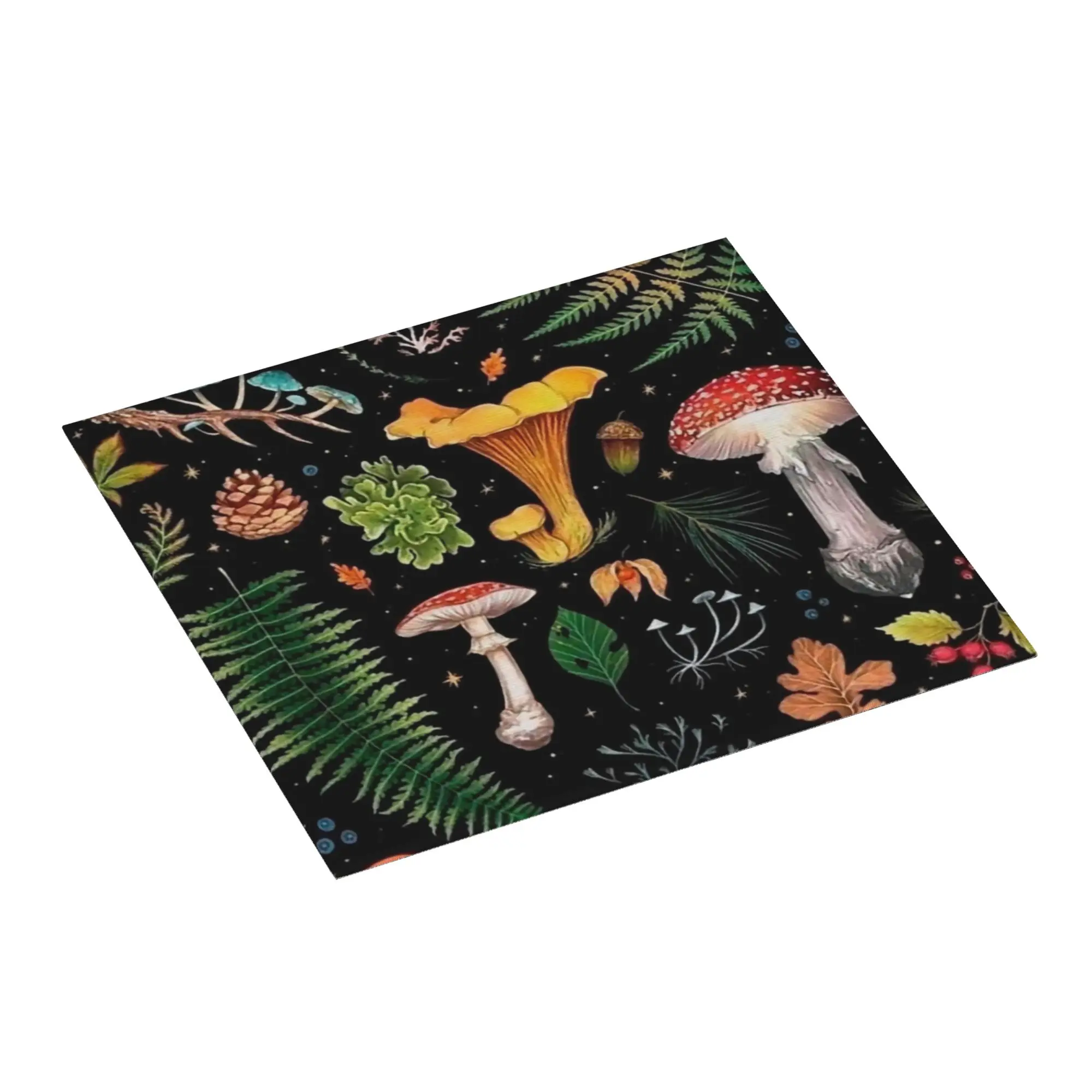 Drying Mat For Kitchen Psychedelic Mushroom Forest Botanical Barware Tableware Oil Proof Washable Kitchen Sink Drying Pad