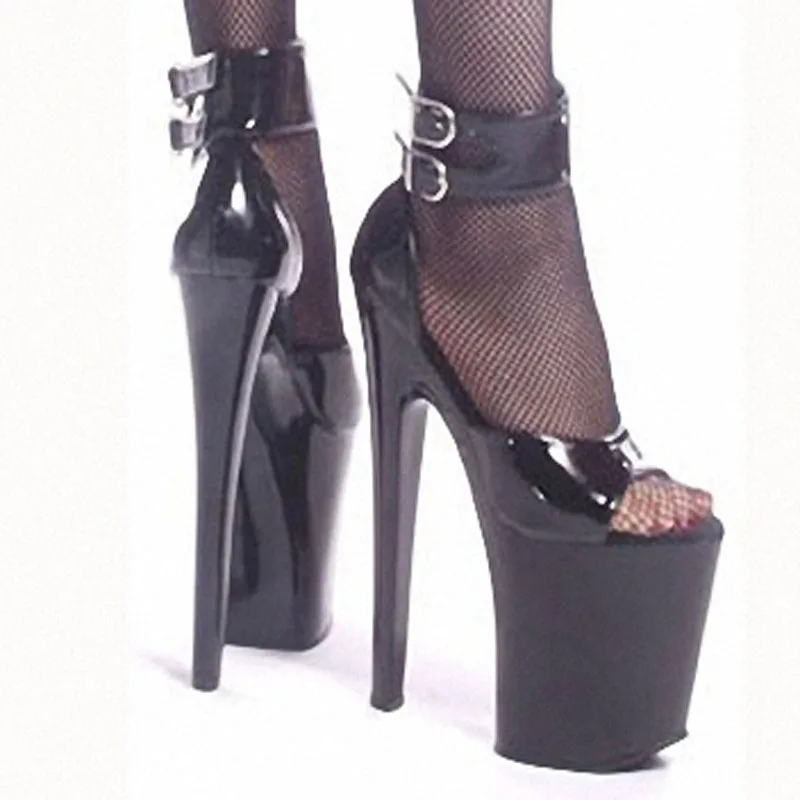 LAIJIANJINXIA New  PU Sexy Exotic Pole Dancing Shoes Summer Women Sandals 20CM High Heels Buckle Strap Size 34-46 E036