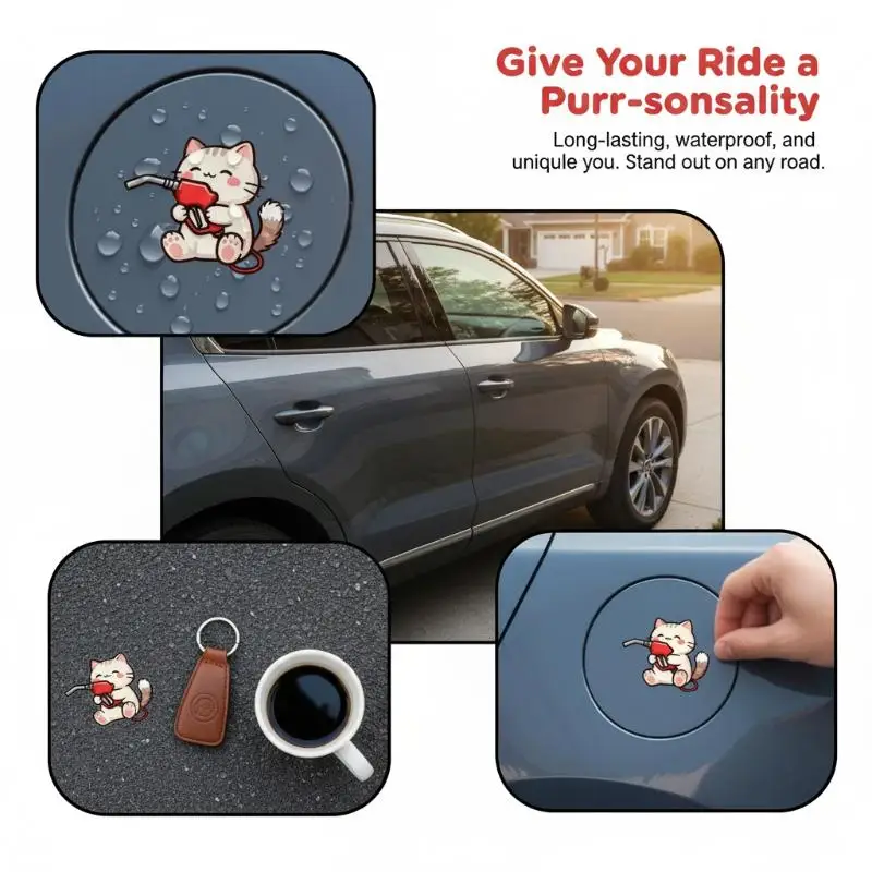 NEUE Wasserdichte Vinyl-Aufkleber für Auto-Tankdeckel, Lustige Tankanzeige-Leerstand-Muster, Dekorative Aufkleber für Fahrzeug-Außenbereich, DIY-Dekoration