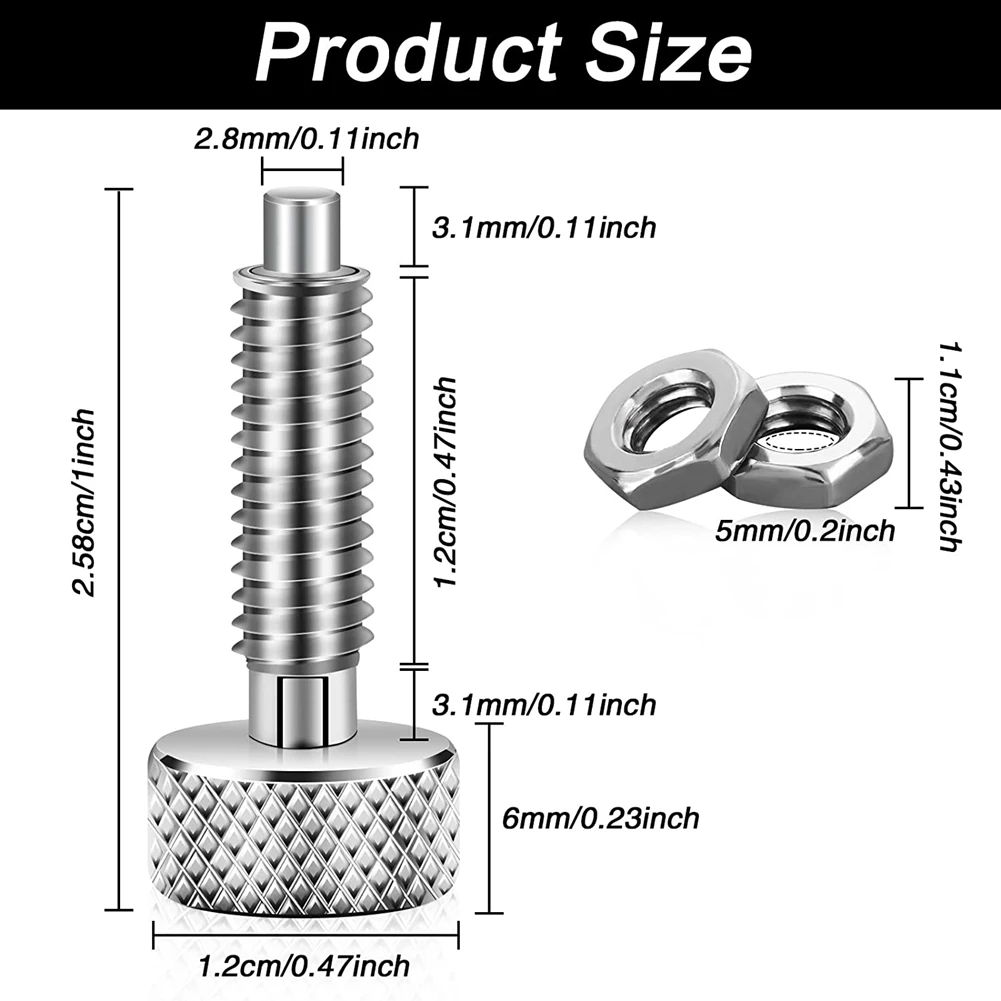 Top Sale 2 Pcs Hand Retractable Spring Plunger Stainless Steel Lock Out M6 Type for Rolling Toolbox