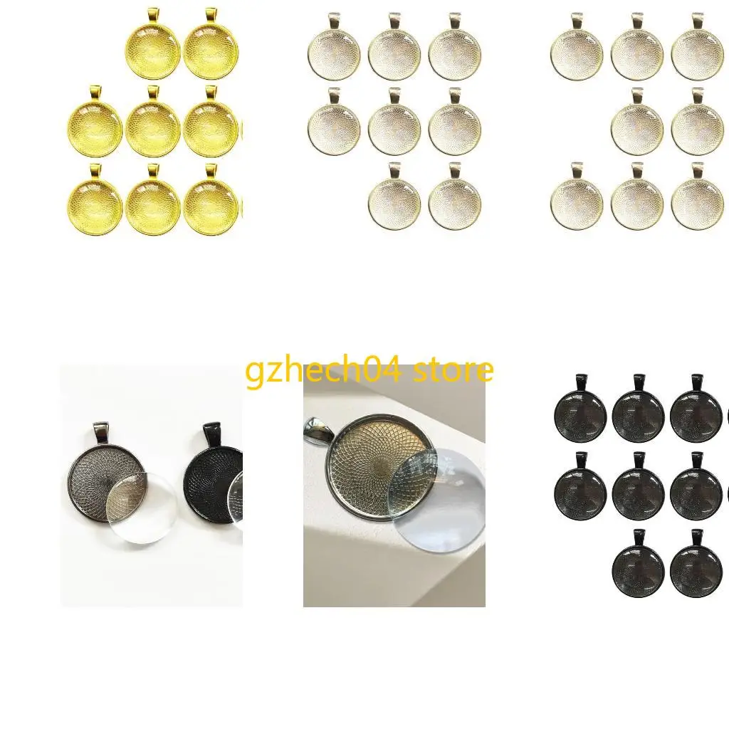 

D55D 10 Set Round Pendant Bezels 25mm Pendant Base Bezel Tray Pendant Bezel Cups Suitable for Crafting and Jewelry Designing