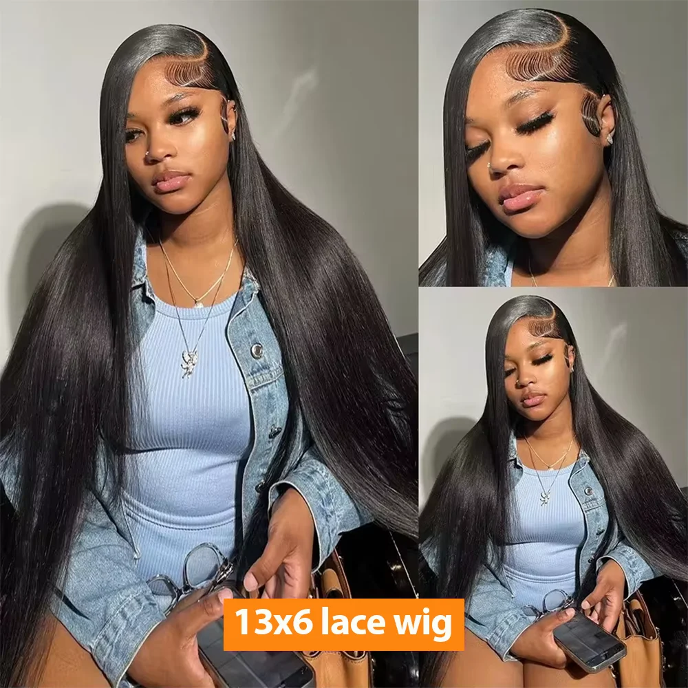40 42 Inch Bone Straight Human Hair Wigs 13x6 HD Transparent Lace Frontal Human Hair 13x4 Pre Cut Lace Frontal Wig 250 Density 5x5 Ready to Go HD Lace Glueless Wigs Brazilian For Women