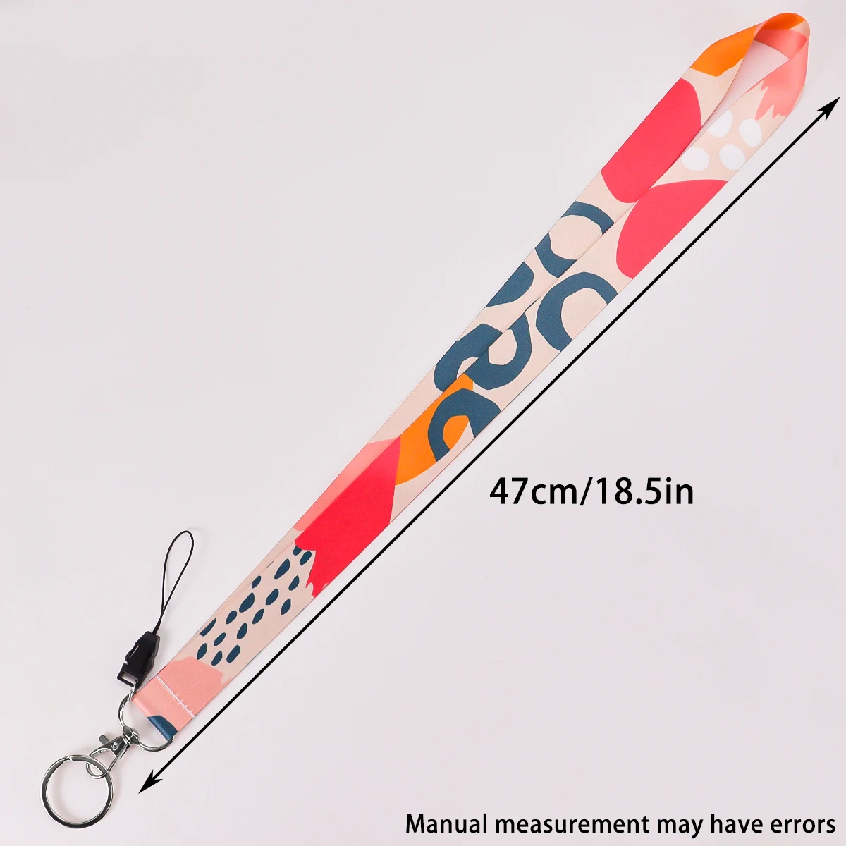 1pc Colorful Abstract Art Print Lanyard Neck Strap with Key Ring & Phone String Bohemian Style ID Badge Holder Lanyard for Women