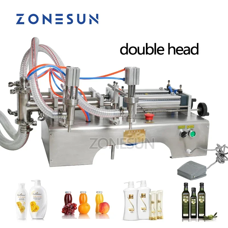 ZONESUN Horizontal Pneumatic double head Perfume Wine drink wine Small Bottle Filling Machine Liquid Filler