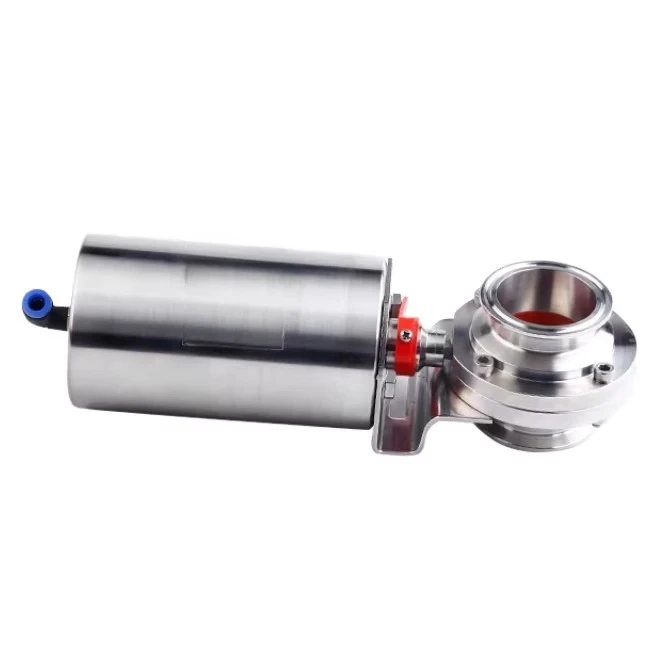 SS304 316L الغذاء الصف الصحية العمودي ثلاثي المشبك مسحوق هوائي المحرك فراشة صمام مع واحد التمثيل