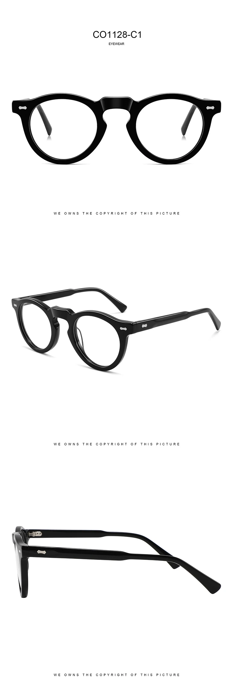 ALICIA Neue Luxus Acetat Brillen Mode Retro Runde Brillen Kleine Größe Spektakel Optische Verordnung Rahmen Mann Frau – Detail 5