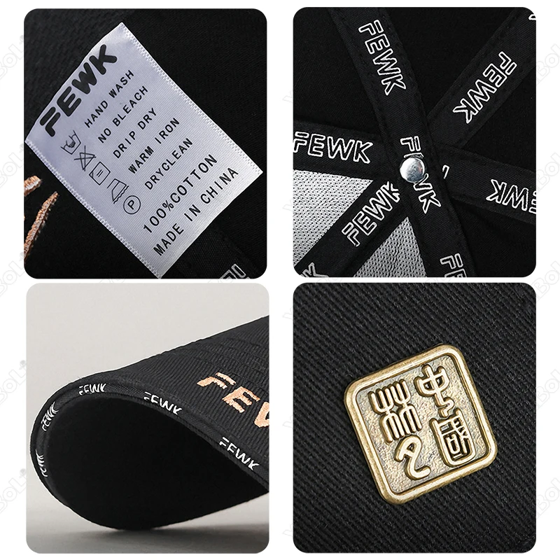 Neue Modische Hochwertige Unisex Baseballkappe im Chinesischen Stil mit Buchstaben-Stickerei aus Baumwolle, Verstellbare Sonnenmütze, Trucker-Caps, Dad Hats – Detail 7