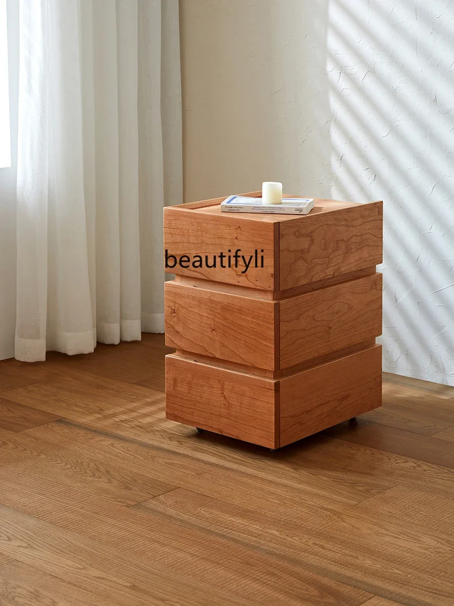 

ss1001 Nordic solid wood cherry wood black walnut side cabinet removable cabinet