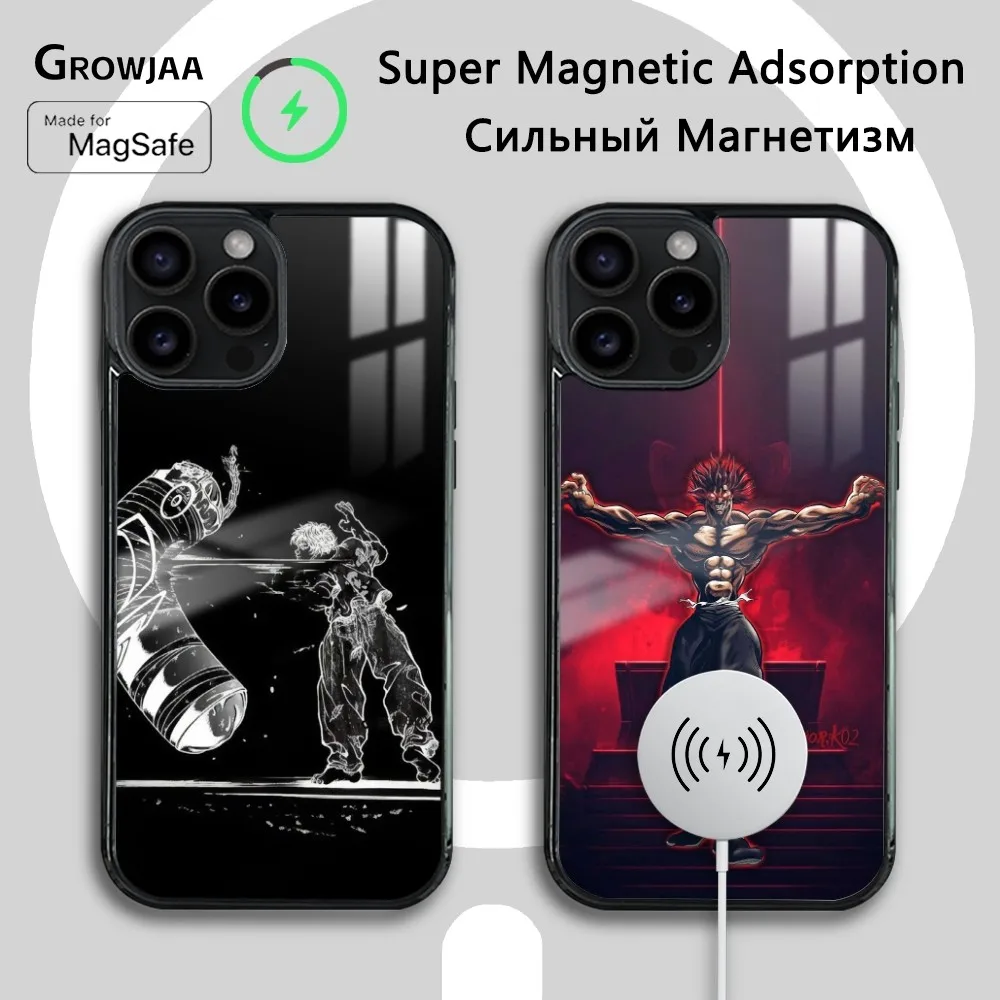 Anime B-Baki H-Hanma Phone Case For iPhone 16 15 14 13 12 11 Pro Max Plus Mini Magsafe Mirror Wireless Magnetic Cover