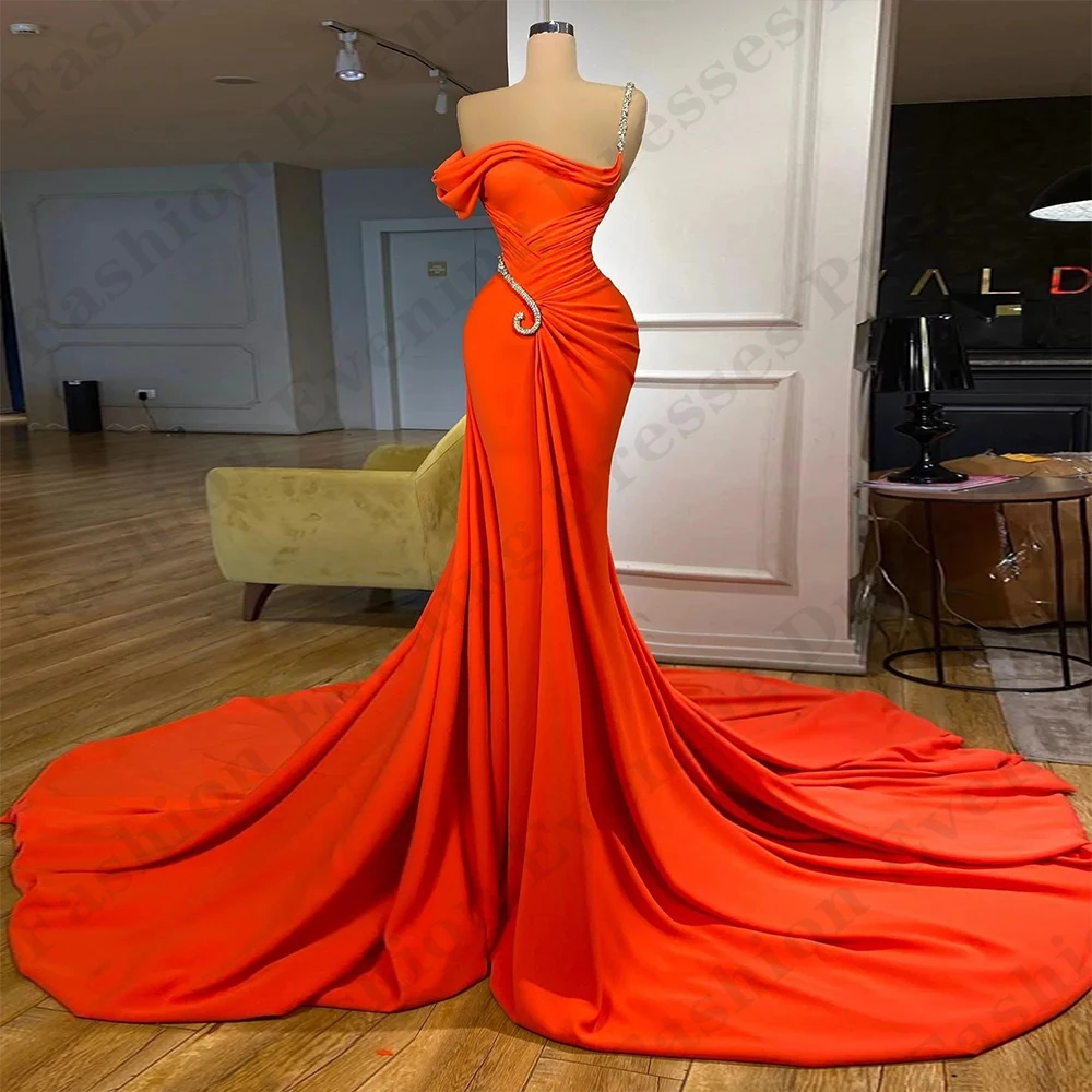 Fashion Evening Dresses Exquisite Elegant Sexy Off Shoulder Sleeveless Simple Slimming Mopping Party Customized Prom Gowns 2025