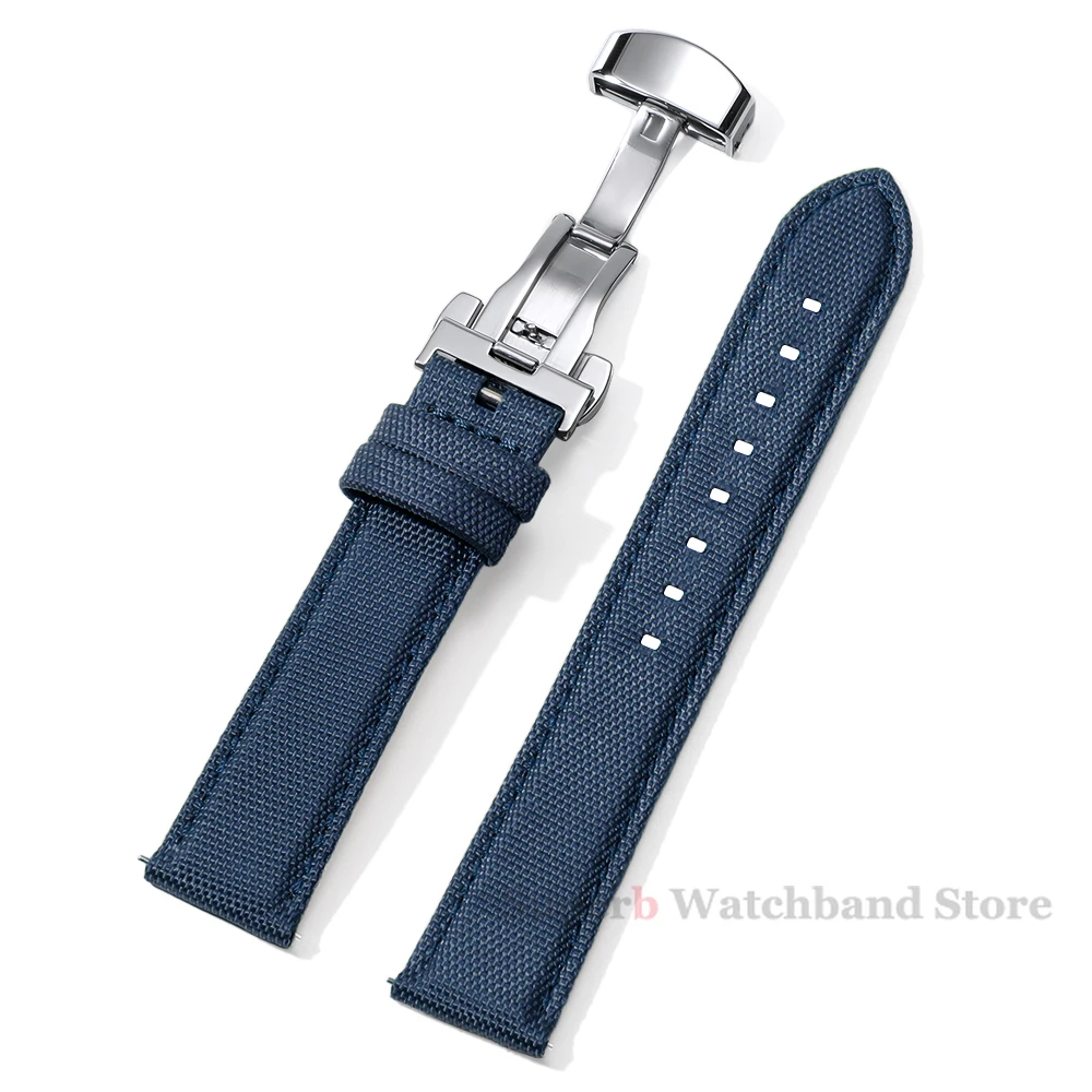 20mm 22mm Sailcloth Watch Strap for Omega for Seiko Nylon Watchband Quick Release Waterproof Sport Band Butterfly Buckle