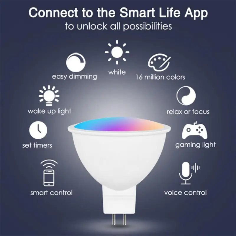 Tuya Zigbee/WIFI Smart Light Bulb GU10/MR16 RGB+CW 5W Dimmable LED Lamp 5W Smart Life Spotlight Control Via Alexa Google Home