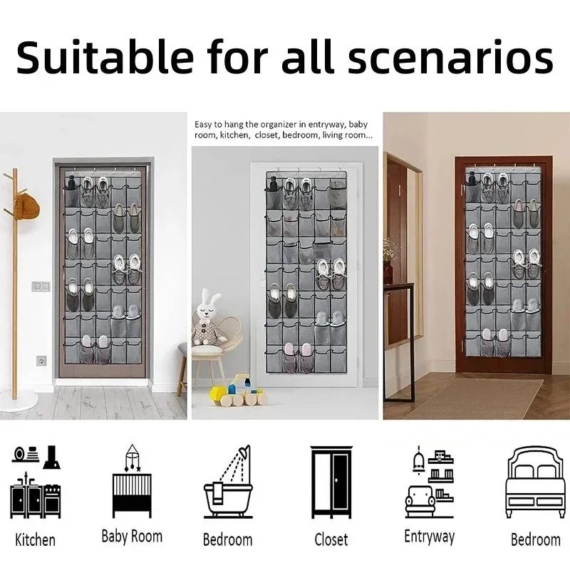 Calzolaio Articoli vari a parete Organizzatore di scarpe Armadio in tessuto Borsa portaoggetti Tasca in rete Trasparente da appendere sopra la porta Scatola di stoffa