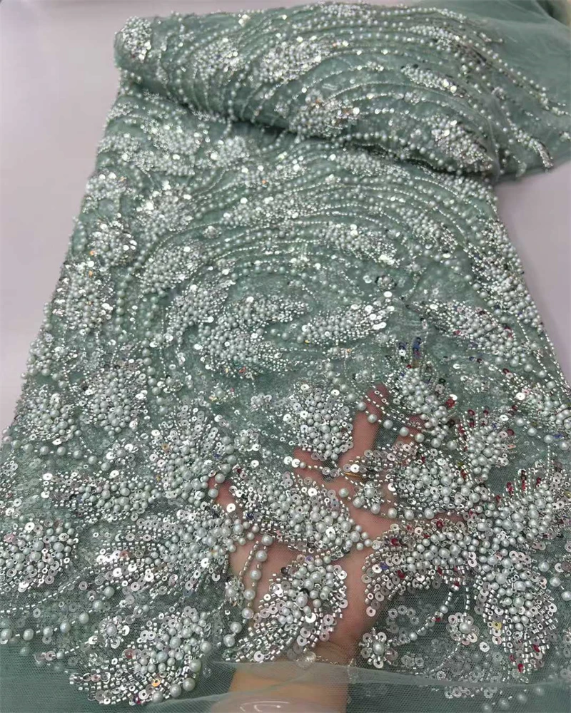 قماش دانتيل مطرز بالترتر الأفريقي 2025 قماش دانتيل نيجيري مطرز فرنسي عالي الجودة لحفلات الزفاف