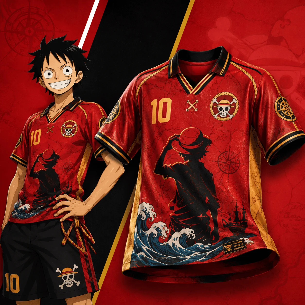 New Anime Breathable Jersey Skeleton Pirate Logo Personalized Luffy Straw Hat Team Casual Sports 3D Printed Top